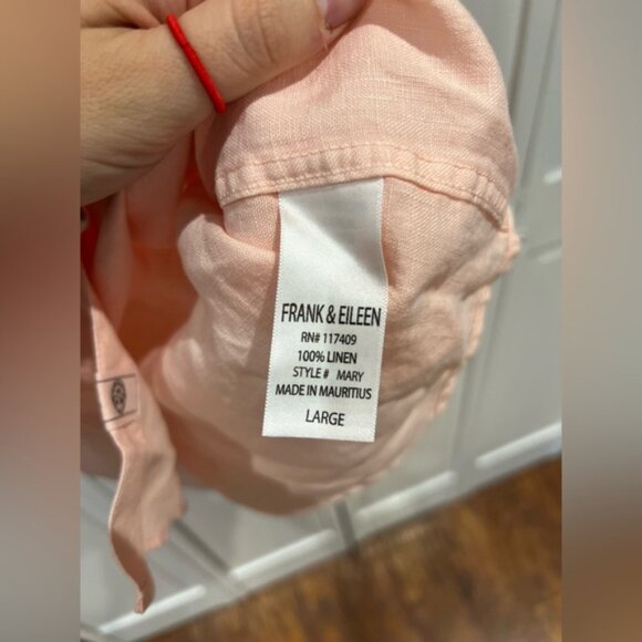 EUC Frank & Eileen Mary Linen Button Down Linen Shirtdress in Creamsicle - Picture 6 of 7